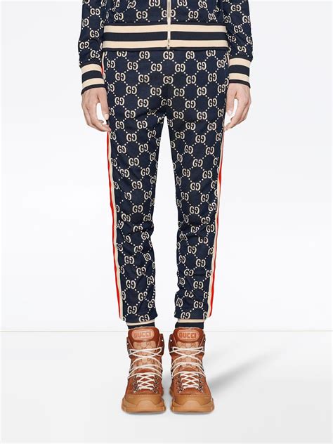 gucci pants plaid grey red stripe|gg satin jacquard pants.